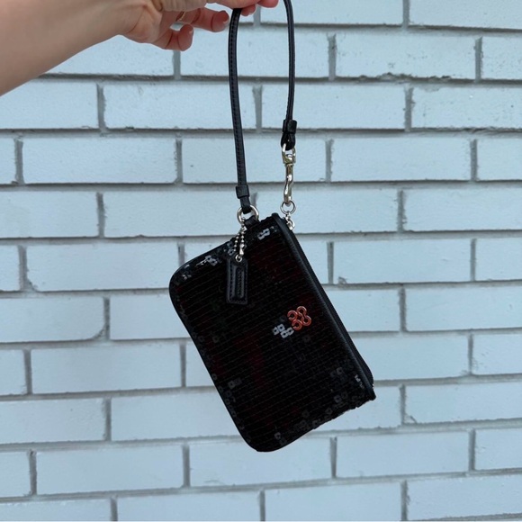 Coach Handbags - Coach Black Sequin Wristlet